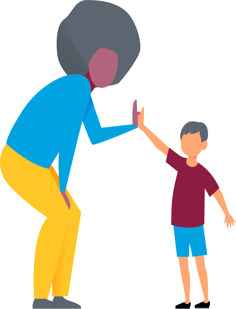 image of educator high-fiving a student