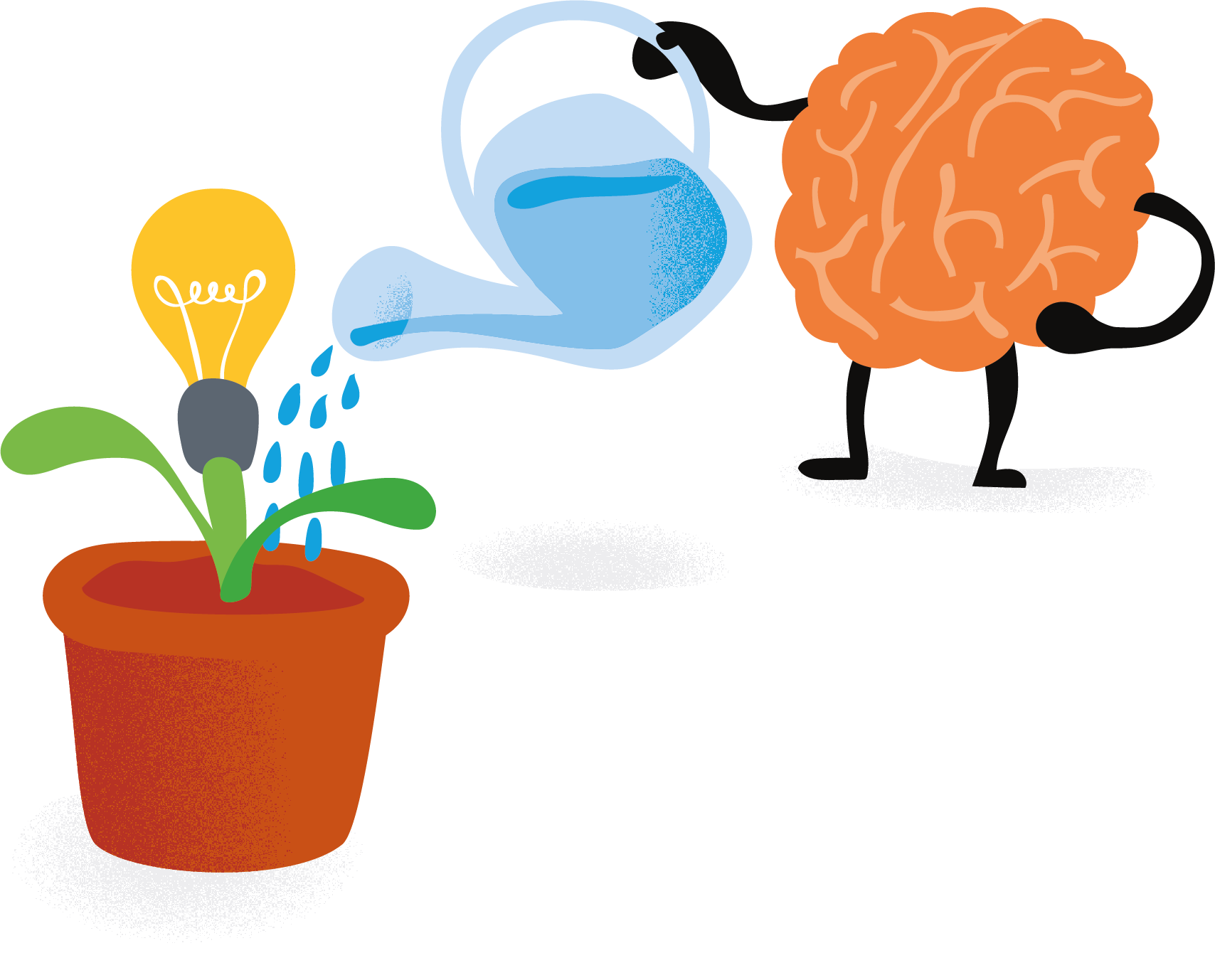 image of brain watering a flower pot