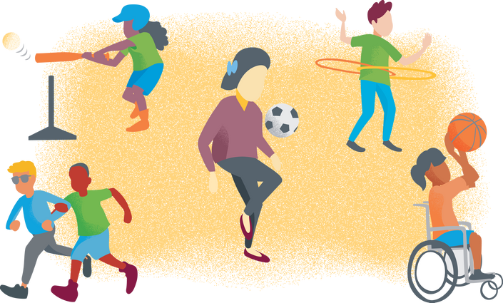 image of students playing different sports